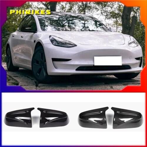 Rear Mirror Cover for Tesla Model 3 Rearview Side Mirror Sticker Car Decor Modification Carbon Fiber ABS for Model3 2017-2021