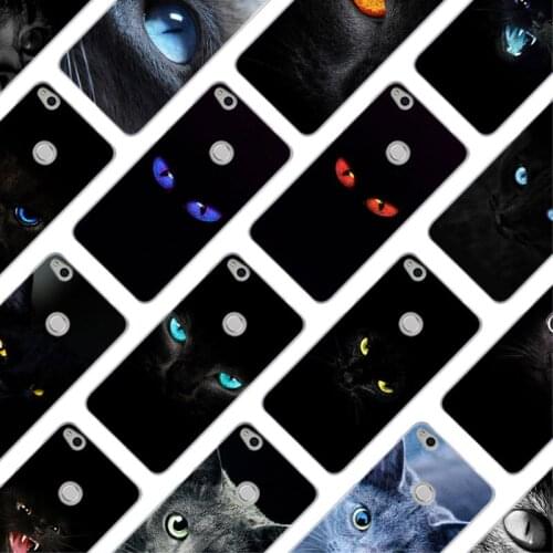 MLLSE Black blue Cat Staring Eyes Fashion Case Cover for Huawei NOVA 3 3i 4 Honor V20 8X 8A 7A Pro 7X 7C 7S 8 9 10 Lite Play Hot