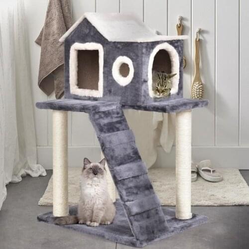 Cat Tree For Cats With Cozy Perches Stable Cat Climbing Frame Cat Scratch Board Toys With Ladder Jumping Toy New HWC