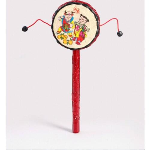 Baby Kids Chinese Traditional Toys Hand Bell Rattle Drum Handbell Child Toys