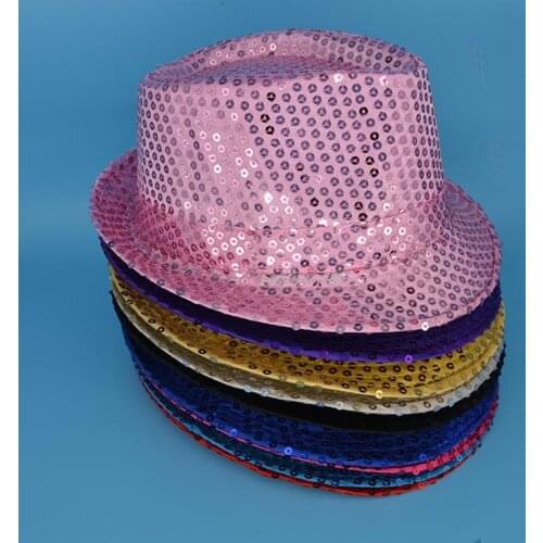 Girls Boy Woman Man Sequin Trilby Fedora Hat Cap Jazz Hat Cap Party Hats Wedding Dress Decoration Christmas Halloween