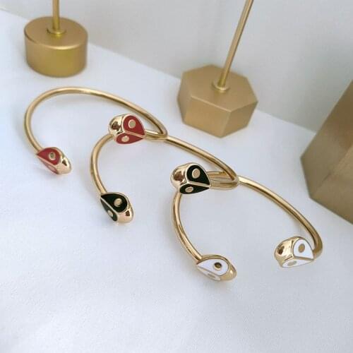 European and American INS small fresh creative simple design enamel glaze ladybug shape girls sweet open bracelet bangle