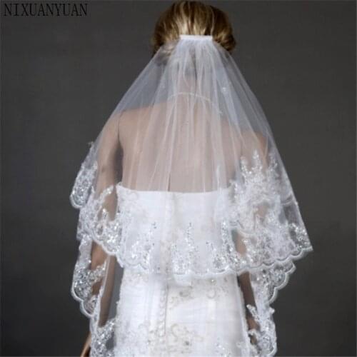 2021 Fashionable Bridal Veil Two Layers White Ivory Tulle with Comb Appliques Wedding Accessories New Wedding Veils