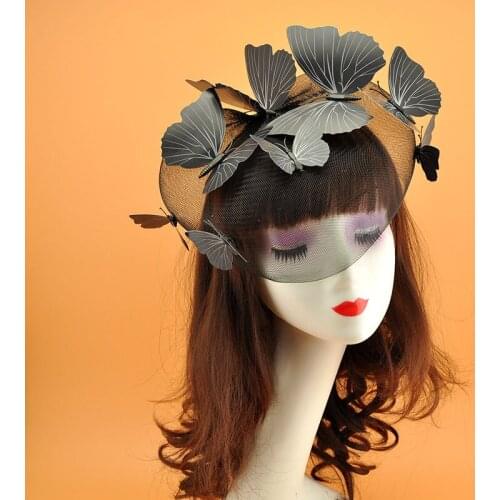 Butterfly Net Yarn Hair Accessories Headband Face Mask Catwalk Styling Headwear Mori Wedding Magazine Photo Hairpin