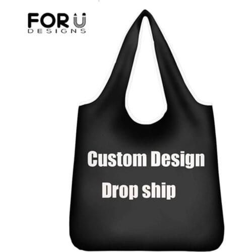 FORUDESIGNS Women Protable Shopper Bags Customize Grocery Bag Large Female Tote Eco-Friendly Bag Print On Demand 2020