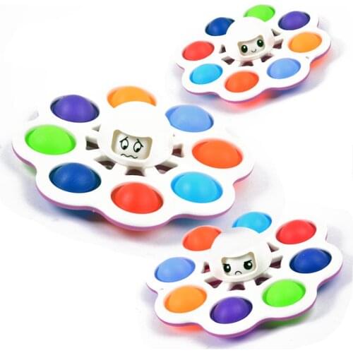 New Design Silicone Interactive Flip Octopus Change Faces Spinner Push Bubble Fidget Toy Sensory Snapper Hand Finger
