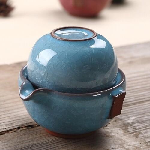 China Kung Fu Tea Set 1 Teapot 1 Cup Travel Teapot Kettle Coffee Cup Pot Drinkware Tea Cups Gaiwan Outdoor Camping Teapot Set