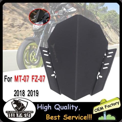 Free Shipping Motorcycle Windshield Windscreen Kit Deflector Fits For YAMAHA MT-07 MT 07 2018 2019 MT07 FZ07 FZ-07 FZ 07 2018-19