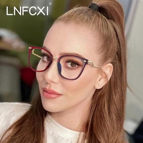 LNFCXI 2021 Womens Glasses Optical Lenses for Women Square Blue Light Glasses Frames Transparent Red Decorative Eyewear