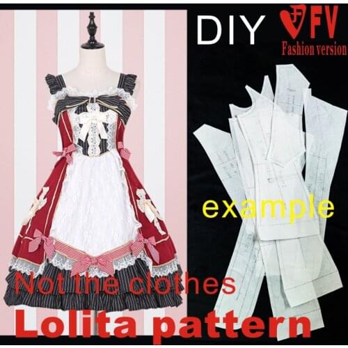 Lolita skirt pattern sewing structure drawing womens suspender dress clothing pattern LOLI-3