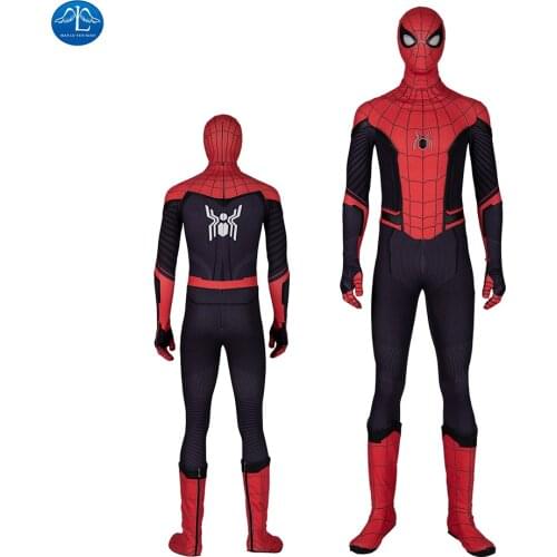 Manluyunxiao Spider Cosplay Costume Far From Home Peter Parker Costume Mens Zentai Suit Jumpsuit Halloween Custom Made