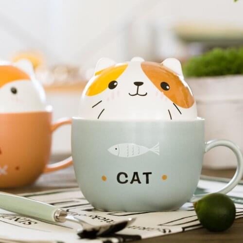 Cute Little Fox dog cat Polar bear raccoon ceramic coffee Cups Creative cartoon water cups Pretty Animal Cup