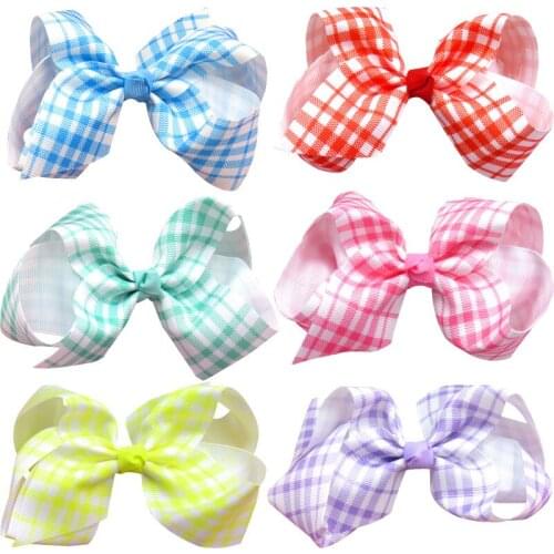 12PCS/LOT Lovely lattice 12CM Ties Only Bows Elastic Bands For Baby Girl Hairpin Clips Goth Pins Scrunchy Kids Hair Accessories