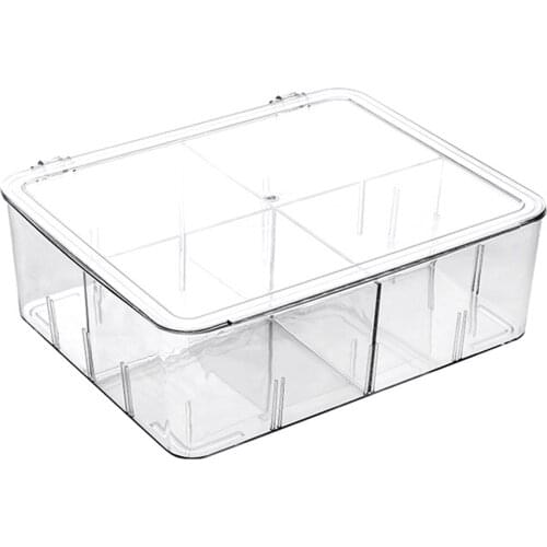 Multi-function Storage Box Fridge Food Storage Box Container With Lid And Adjustable Divider Plastic Frozen Storage Box