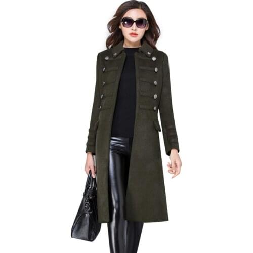 2020 winter fashion plus size wool women jacket coat high-end double breasted female outerwear slim windbreaker trench L1105
