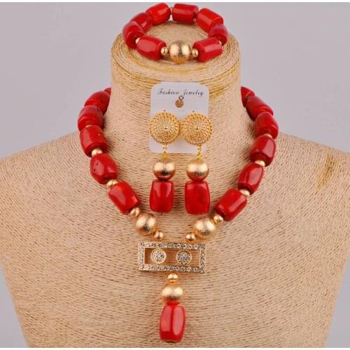 Fashion Coral Jewelry Set African Necklace Beads Nigerian Bridal Jewelry Sets for Women Wedding 1C-C01