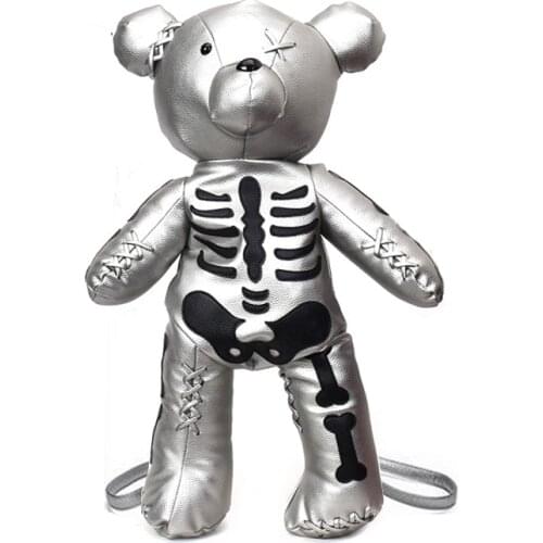 Hot Sale Fashion Skeleton Bear Female Backpack Punk Style School Bag Designer Backpacks for Adolescent Girls Gifts dropping shop