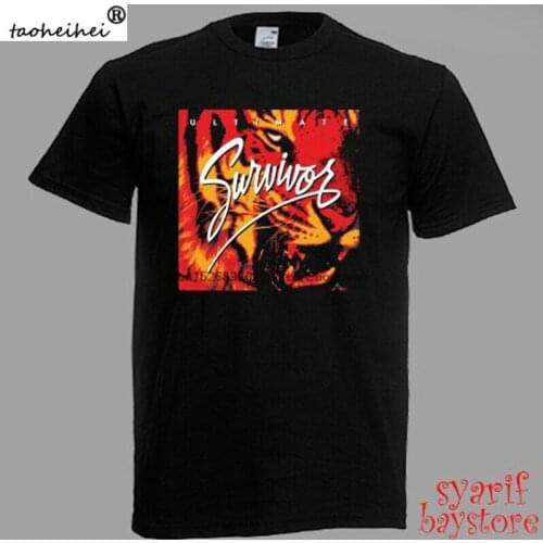 Survivor Eye of The Tiger Logo Mens Black T-Shirt Size S M L XL 2XL 3XL
