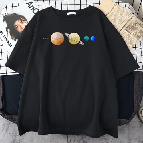 2021 Side By Side Planets Printed Male T-Shirt Simplicity S-Xxxl Tshirts Cool Casual Tshirt Creativity O-Neck Mens Short sleeves