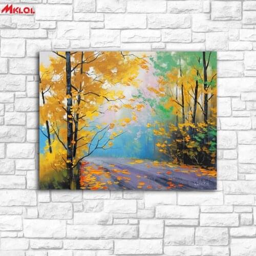 Wall Art Forest highway Landscape painting Painting For Living Room Home Decoration Oil Painting On Canvas Wall Painting no fram