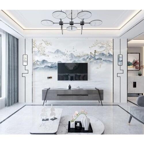 Custom wallpaper 3d mural Flower and Bird Artistic Landscape Marble Sofa background wall study living room 3d wallpaper