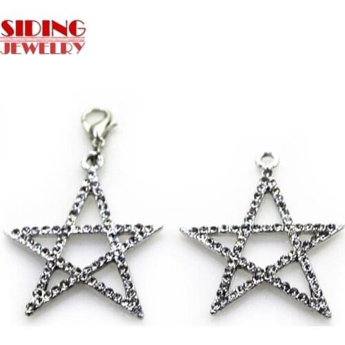 2018 New 20pcs/lot Five Pointed Star Dangle Charms Lobster Clasp DIY Bracelet Necklace Pendants Jewelry Hanging Charms
