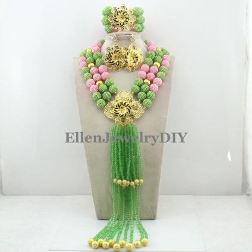 Charming Statement Necklace Nigerian Wedding African Beads Bridal Jewelry Set Crystal Jewelry Set Womens Jewellery Set W12359