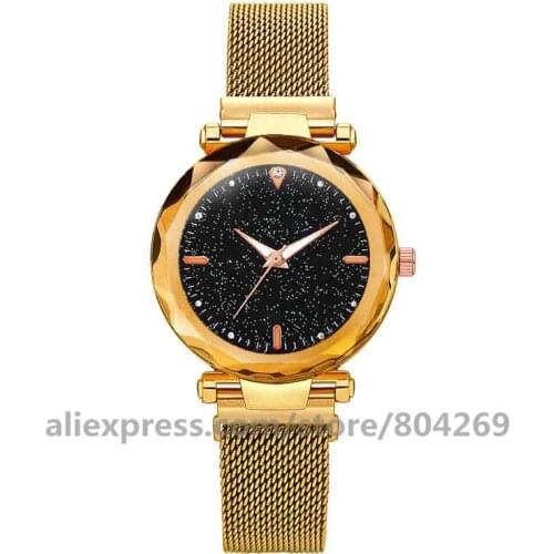 Wholesale Womens Quartz Watch Alloy Black Fashion Watch Magnetic Band Alloy Women Big Rhinestone Watches 8695