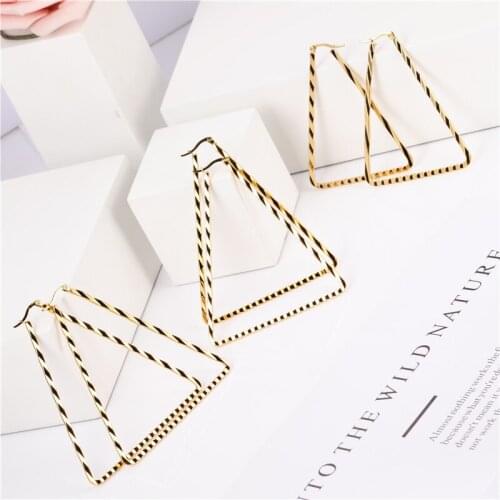 OUFEI Triangle Hoop Earrings 2020 Fashion Jewelry Accessories Stainless Steel Earrings For Women Korean Earrings Set