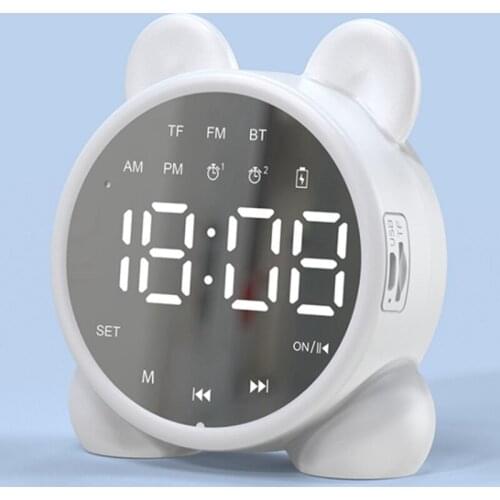 ABSF Kids Alarm Clock Bluetooth Speaker Bedside Alarm Clock,Mirror Digital Wake-Up Timer,Kids Sleep Trainer