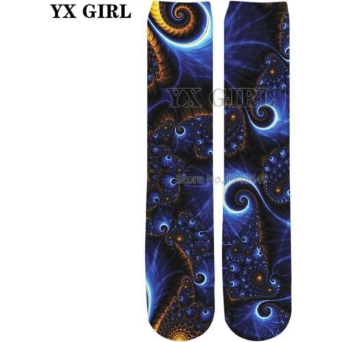 YX GIRL Drop shipping 2018 New style Fashion Mens womens socks Swirlz 3D Print Knee-High Socks