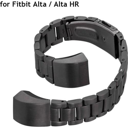 Metal Watchband for Fitbit Alta/Alta HR Band Wristband Strap Stainless Steel Bands Adjustable Accessory Bracelet Women Men Black