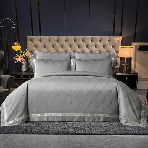 1400 TC Cotton Luxury Jacquard Bedding Set Pillowcase Duvet Cover Sets gray Bed Linen Sheet Double Queen King Size Quilt Covers