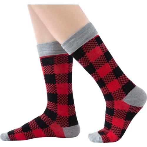 Christmas Parent-child Stockings Snowflake and Santa Claus Printed Pattern Socks Red/ Grey/ Red Plaid/ White Plaid