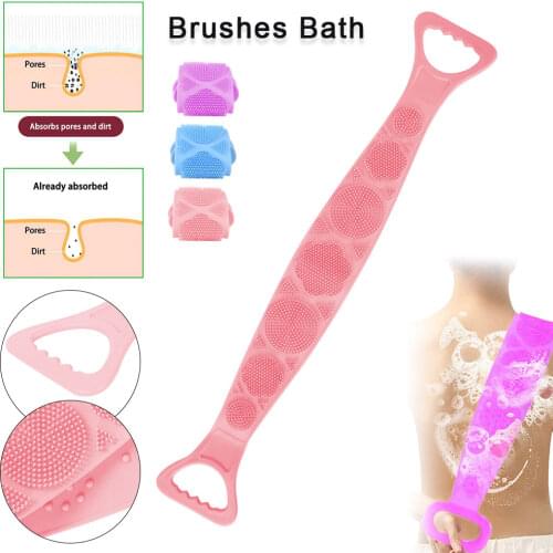 60/70CM Silicone Bath Body Brushes Skin Scrubber Magic Back Brushes Shower Towel Belt Rubbing Mud Peeling Body Massage Brush