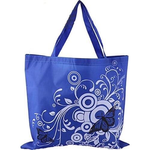 40PCS / LOT Foldable Shopping Bag Butterfly Flower Oxford Fabric Shoulder Bag Portable Eco-Friendly Grocery Bags Reusable Tote