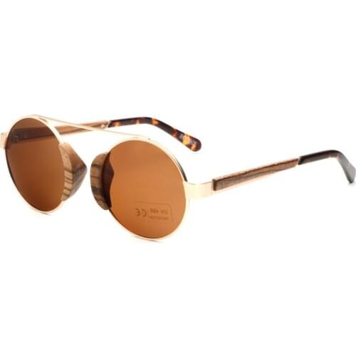 Sunglasses Men,2019 Vintage Polarized Semi Rimless Wood Sunglasses UV400 Round Brown Sunglasses Women gafas de sol mujer