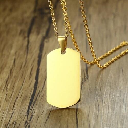 Keisha Lena Military Dog Tag for Men High Polished Stainless Steel Pendant Classic Necklaces
