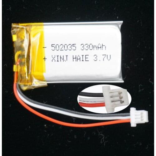 XINJ 3.7V 330mAh LiPo Polymer Battery cell 502035 3pin JST 1.0mm plug For GPS Sat Nav Camera Driving recorder DVC DVR headphones