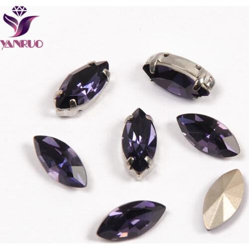 YNARUO 4200 Navette Purple Velvet Claw Rhinestones Glass All for Handiwork Wedding Dresses Sewing Decoration Horse EyeStrass