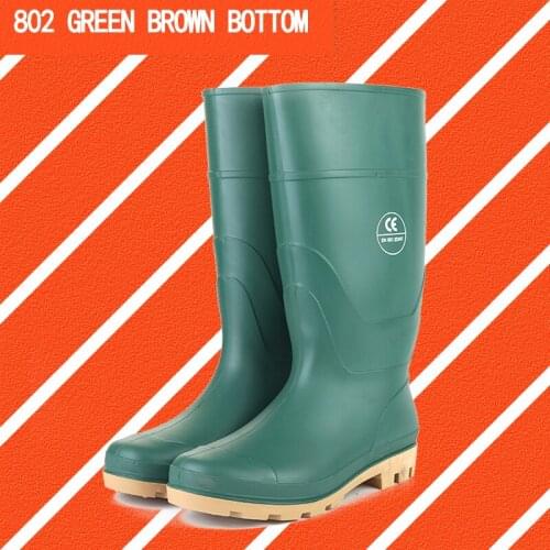 PRO SAFETY PVC Safety Shoes For Unisex Both man and woman Green Boots Pale Yellow Sole Farming Boots