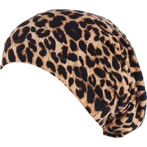 Women Satin Lined Sleep Cap Leopard Floral Camo Print Double Layer Slouchy Bonnet Beanie Chemo Muslim Headwear Night Hair Hat