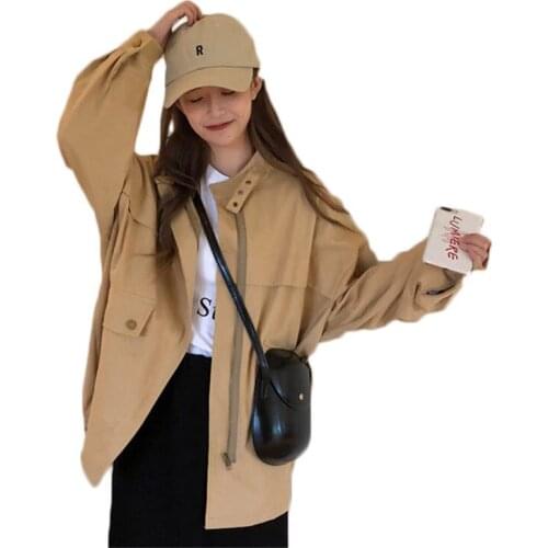 Oversize Casual Korean Jacket Women Coat New Loose Stand Collar Long Sleeve Jacket Spring Women Zipper Solid kurtka damska f282