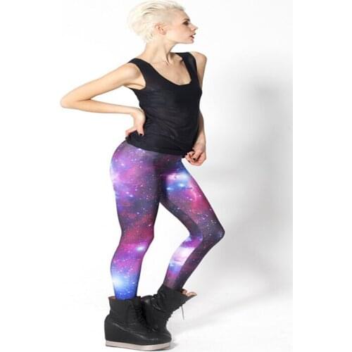 Walson 2018 Plus Size Sexy Girl Pencil Pants Galaxy Star Purple Prints Workout Women Leggings free shipping 3D