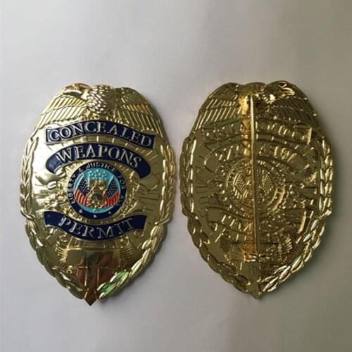 1 Pcs Concealed Weapons Permit Badge 78 Mm x 55 Mm Gold Plated Colored Shoulder Emblem Souvenir Coin Decoration Badge