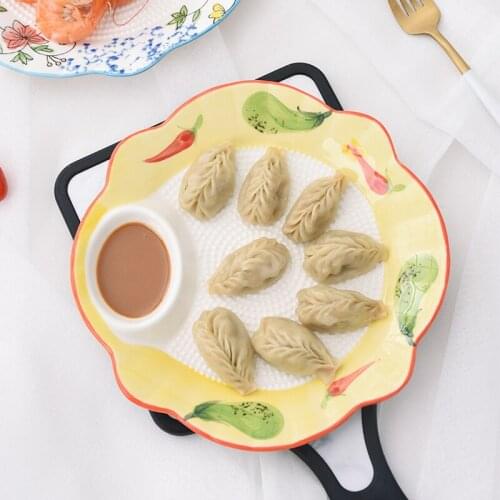 1PCS Japanese-style Ceramic household Dumpling plate With vinegar dish Steak Breakfast Cake Fruits Dish Plate dish dinnerware