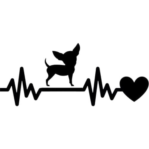 23cm * 12cm Chihuahua Dog Heartbeat Lifeline Body Decoration Decal PVC Personalized Car Exquisite Sticker Customizable Colors