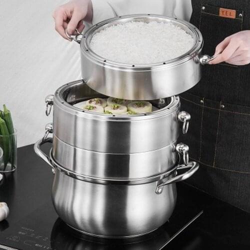 304 Stainless Steel Steamer Pot thick Fission Not Changing Steamed Rice cooker There Is No hole After The Bottom Four Layers Pot