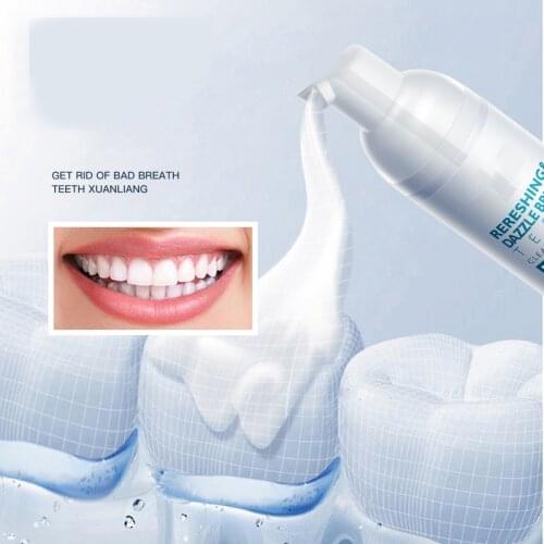 60ml Teeth whitening brighten plaque tartar stain remover gentle oral hygiene fresh shiny teeth cleaning mousse toothpaste