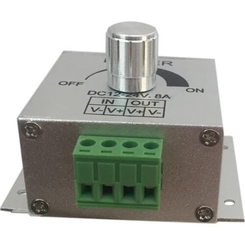 Aluminum Knob switch DC12-24V 8A LED Strip Dimmer PWM Dimming Controller for LED Lights Lamts Lamps or Ribbon Adjustable Control